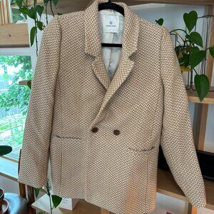 Anine Bing - FISHBONE BLAZER - TAN AND CREAM